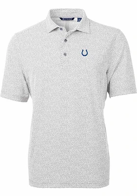 Cutter and Buck Indianapolis Colts Mens Grey Virtue Eco Pique Botanical Short Sleeve Polo