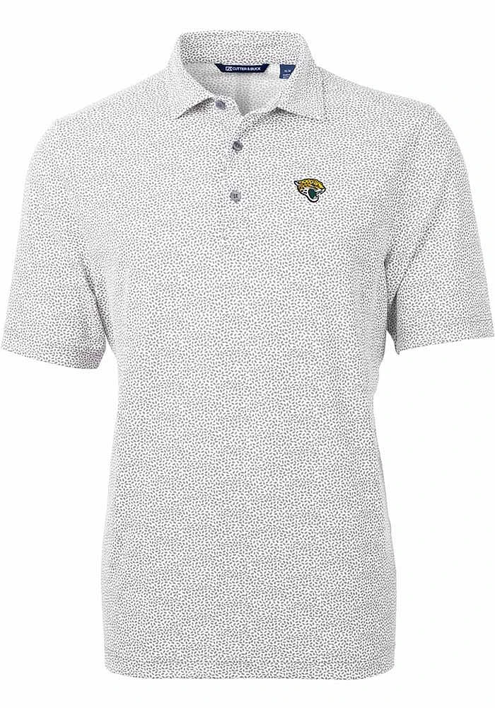 Cutter and Buck Jacksonville Jaguars Mens Grey Virtue Eco Pique Botanical Short Sleeve Polo