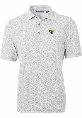 Cutter and Buck Jacksonville Jaguars Mens Grey Virtue Eco Pique Botanical Short Sleeve Polo