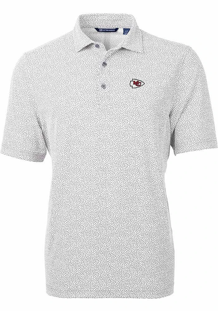 Cutter and Buck Kansas City Chiefs Mens Grey Virtue Eco Pique Botanical Short Sleeve Polo