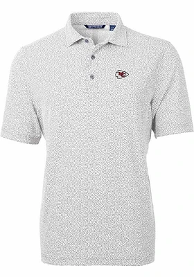 Cutter and Buck Kansas City Chiefs Mens Grey Virtue Eco Pique Botanical Short Sleeve Polo