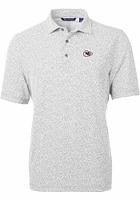 Cutter and Buck Kansas City Chiefs Mens Grey Virtue Eco Pique Botanical Short Sleeve Polo