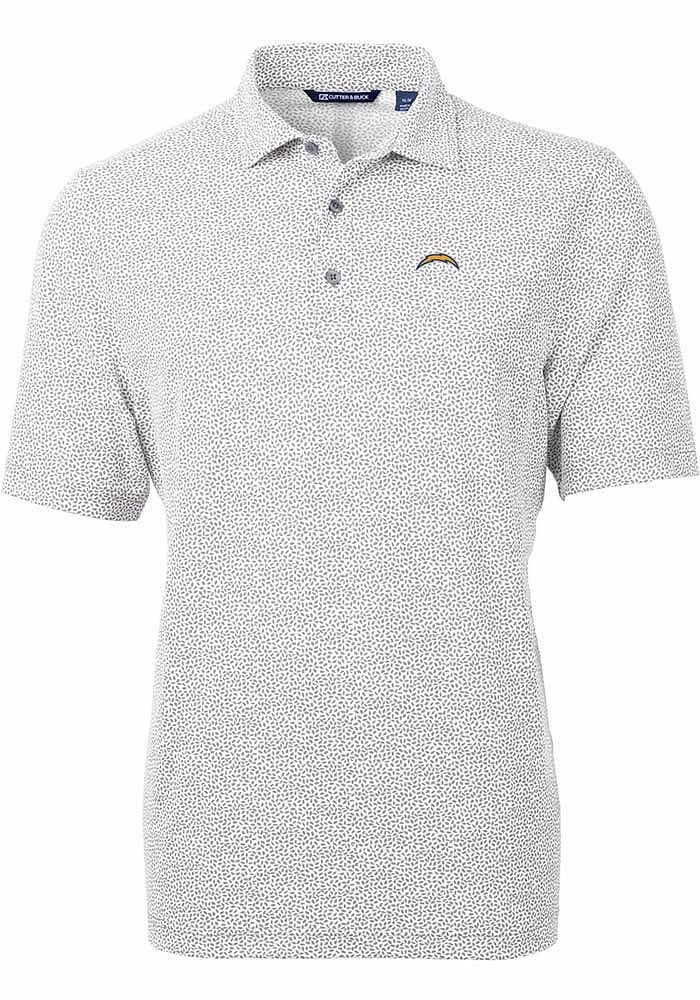 Cutter and Buck Los Angeles Chargers Mens Grey Virtue Eco Pique Botanical Short Sleeve Polo
