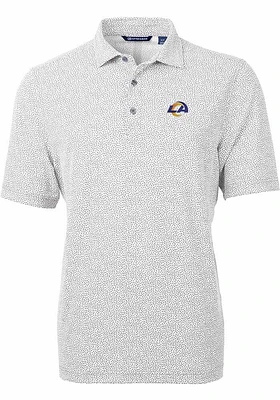 Cutter and Buck Los Angeles Rams Mens Grey Virtue Eco Pique Botanical Short Sleeve Polo