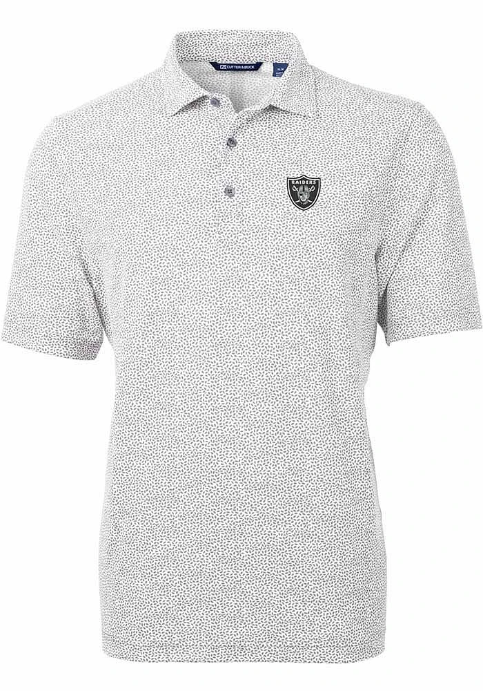 Cutter and Buck Las Vegas Raiders Mens Grey Virtue Eco Pique Botanical Short Sleeve Polo