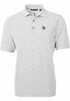 Cutter and Buck Minnesota Vikings Mens Grey Virtue Eco Pique Botanical Short Sleeve Polo