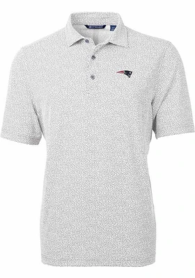 Cutter and Buck New England Patriots Mens Virtue Eco Pique Botanical Short Sleeve Polo