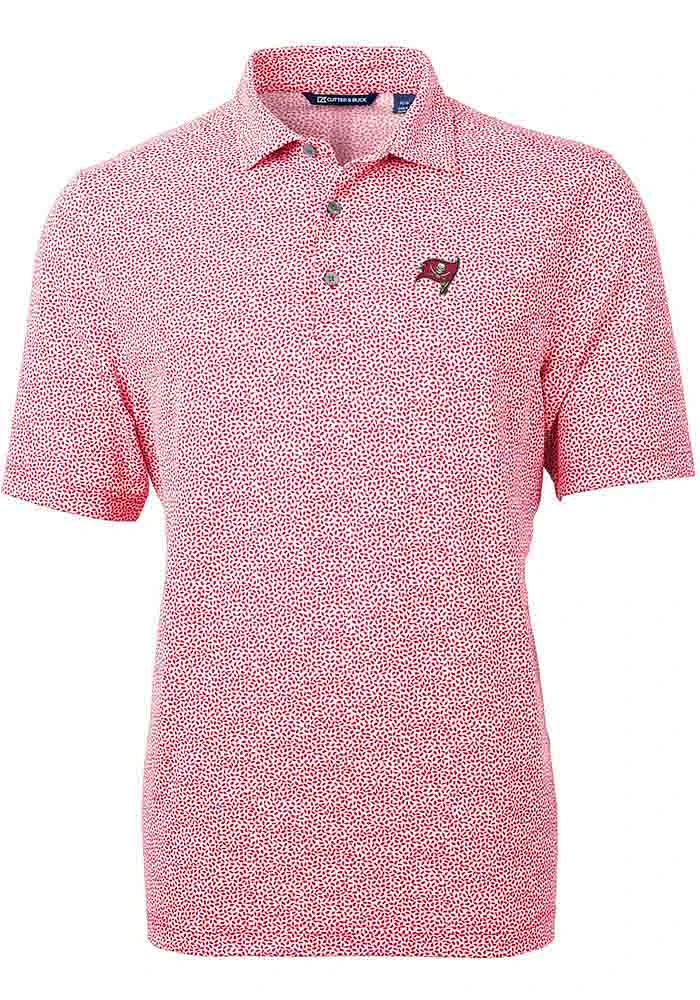 Cutter and Buck Tampa Bay Buccaneers Mens Virtue Eco Pique Botanical Short Sleeve Polo