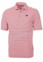 Cutter and Buck Buffalo Bills Mens Cardinal Virtue Eco Pique Stripe Short Sleeve Polo