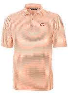 Cutter and Buck Chicago Bears Mens Orange Virtue Eco Pique Stripe Short Sleeve Polo