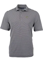 Cutter and Buck Green Bay Packers Mens Black Virtue Eco Pique Stripe Short Sleeve Polo
