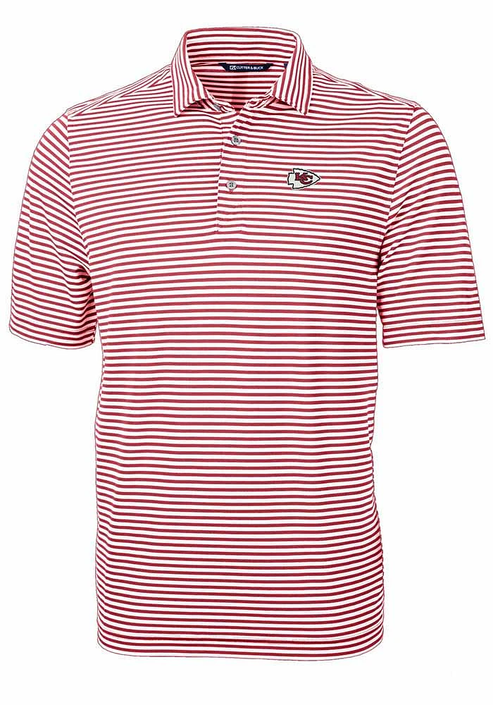 Cutter and Buck Kansas City Chiefs Mens Virtue Eco Pique Stripe Short Sleeve Polo