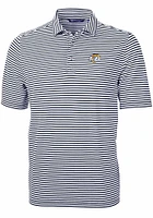 Cutter and Buck Los Angeles Rams Mens Navy Blue White Logo Virtue Eco Pique Stripe Short Sleeve Po..
