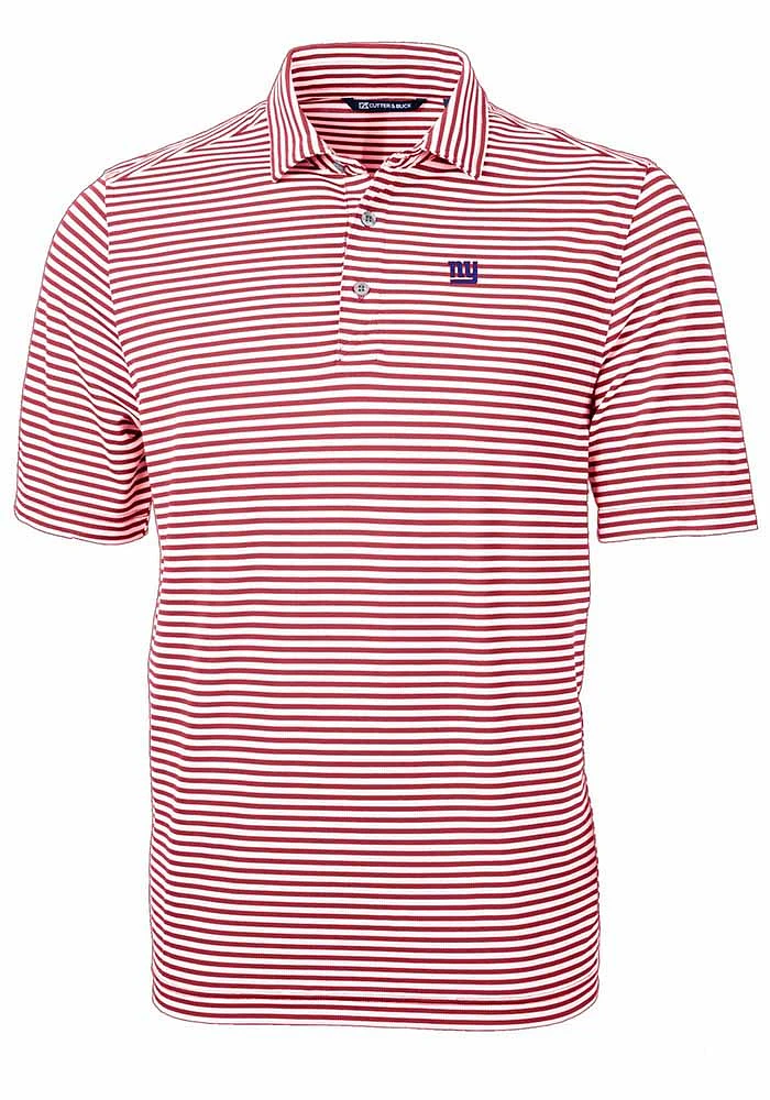 Cutter and Buck New York Giants Mens Cardinal Virtue Eco Pique Stripe Short Sleeve Polo
