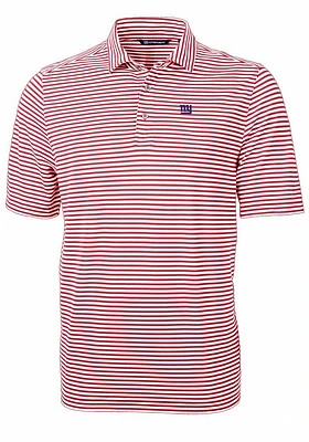 Cutter and Buck New York Giants Mens Cardinal Virtue Eco Pique Stripe Short Sleeve Polo