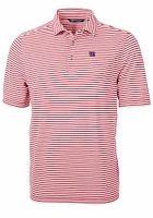Cutter and Buck New York Giants Mens Cardinal Virtue Eco Pique Stripe Short Sleeve Polo