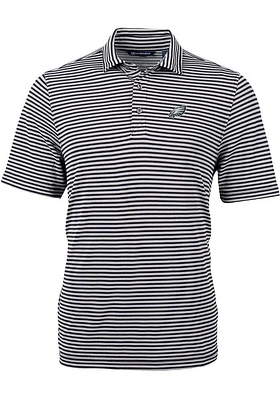 Cutter and Buck Philadelphia Eagles Mens Black Virtue Eco Pique Stripe Short Sleeve Polo