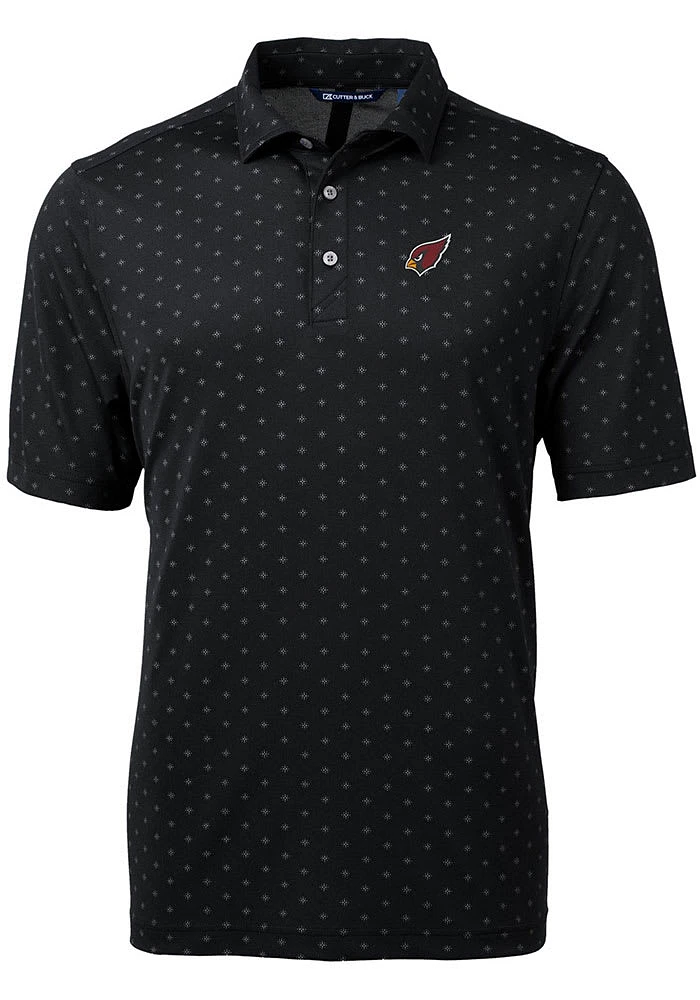 Cutter and Buck Arizona Cardinals Mens Black Virtue Eco Pique Tle Short Sleeve Polo