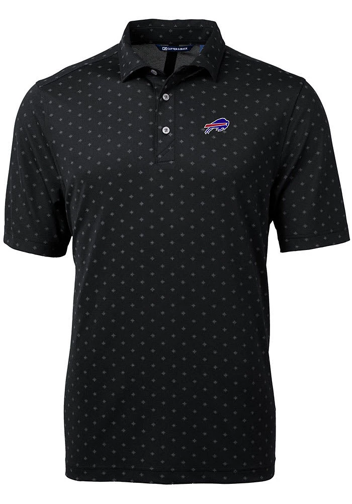 Cutter and Buck Buffalo Bills Mens Black Virtue Eco Pique Tle Short Sleeve Polo