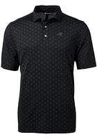 Cutter and Buck Carolina Panthers Mens Black Virtue Eco Pique Tle Short Sleeve Polo
