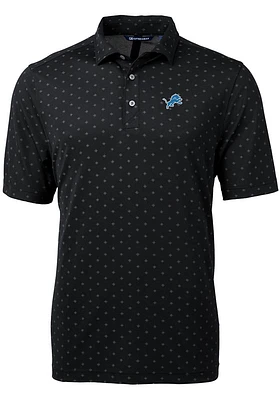 Cutter and Buck Detroit Lions Mens Black Virtue Eco Pique Tle Short Sleeve Polo