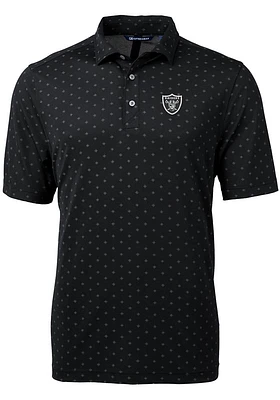 Cutter and Buck Las Vegas Raiders Mens Black Virtue Eco Pique Tle Short Sleeve Polo