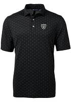 Cutter and Buck Las Vegas Raiders Mens Black Virtue Eco Pique Tle Short Sleeve Polo