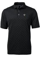 Cutter and Buck New Orleans Saints Mens Black Virtue Eco Pique Tle Short Sleeve Polo