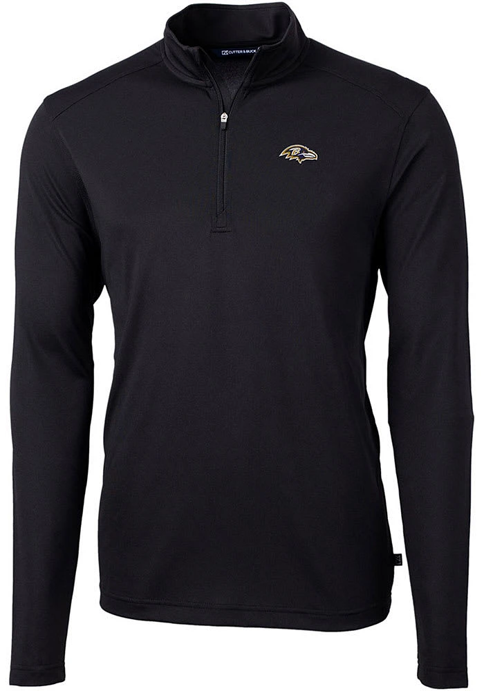 Cutter and Buck Baltimore Ravens Mens Virtue Eco Pique Long Sleeve Qtr Zip Pullover