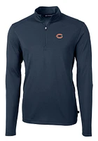 Cutter and Buck Chicago Bears Mens Navy Blue Virtue Eco Pique Long Sleeve Qtr Zip Pullover