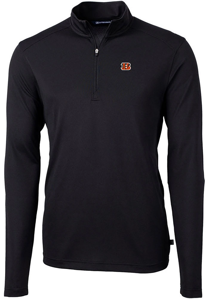 Cutter and Buck Cincinnati Bengals Mens Virtue Eco Pique Long Sleeve Qtr Zip Pullover