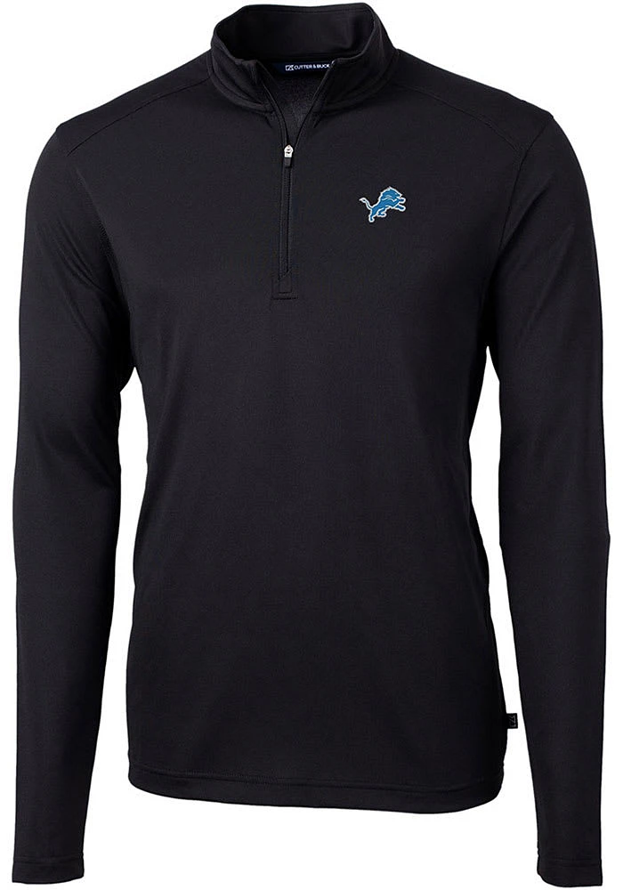 Cutter and Buck Detroit Lions Mens Virtue Eco Pique Long Sleeve Qtr Zip Pullover