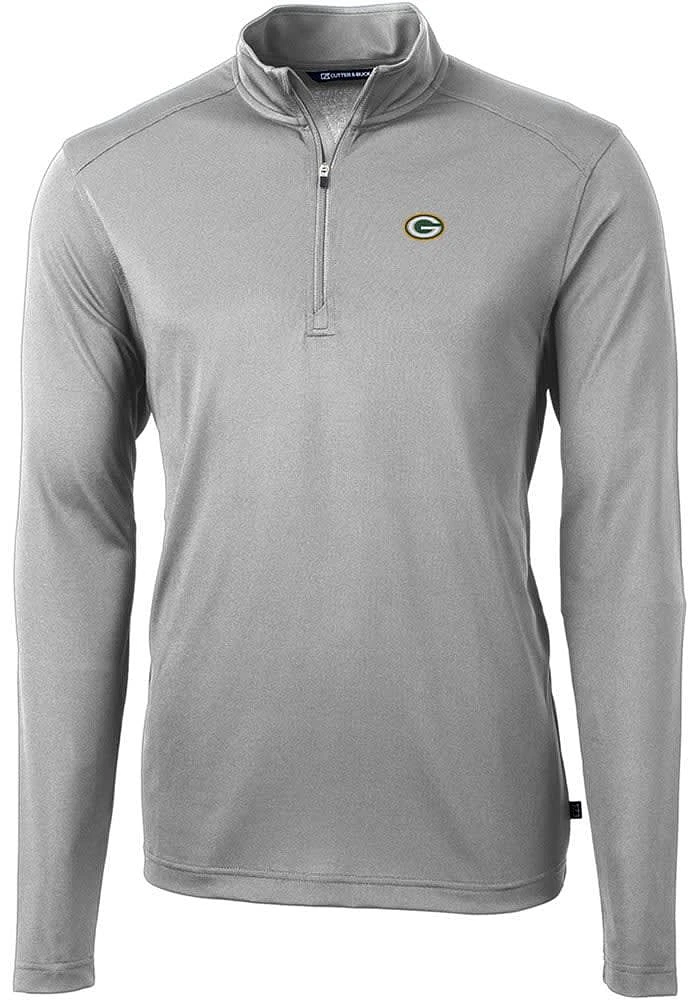 Cutter and Buck Green Bay Packers Mens Virtue Eco Pique Long Sleeve Qtr Zip Pullover