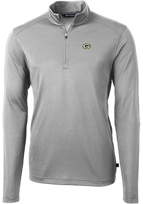 Cutter and Buck Green Bay Packers Mens Virtue Eco Pique Long Sleeve Qtr Zip Pullover