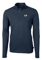 Cutter and Buck Los Angeles Rams Mens Navy Blue Virtue Eco Pique Long Sleeve Qtr Zip Pullover