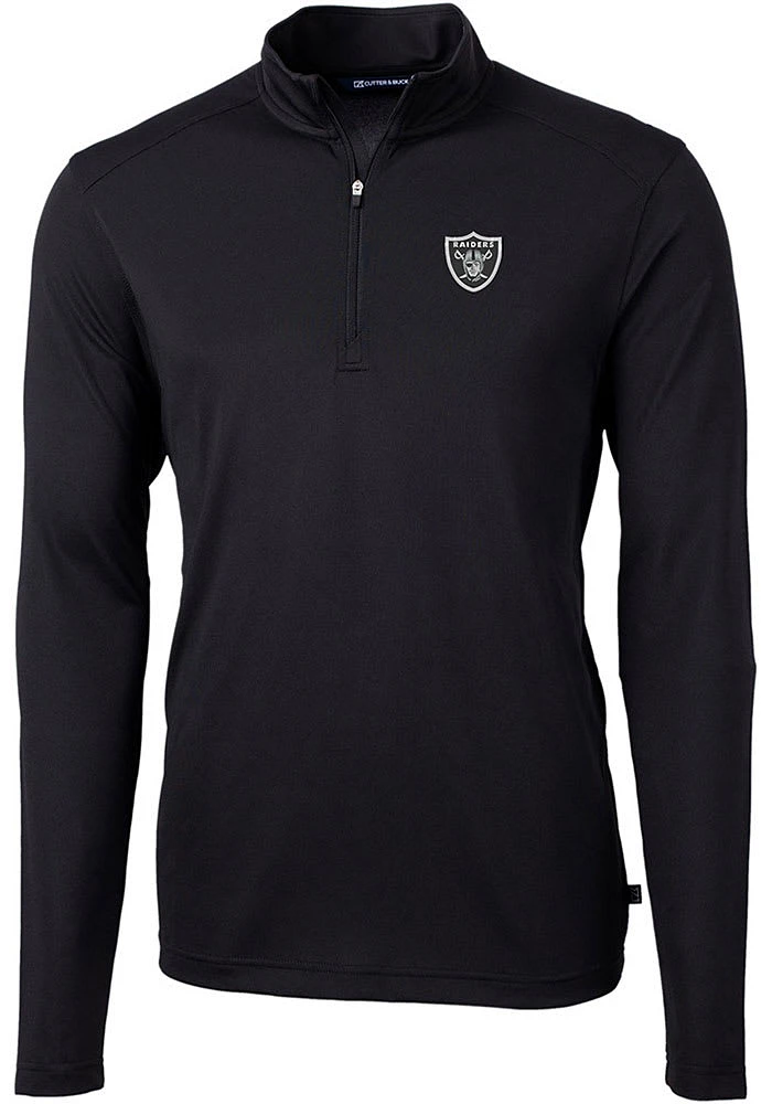 Cutter and Buck Las Vegas Raiders Mens Virtue Eco Pique Long Sleeve Qtr Zip Pullover
