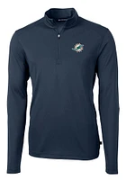 Cutter and Buck Miami Dolphins Mens Navy Blue Virtue Eco Pique Long Sleeve Qtr Zip Pullover
