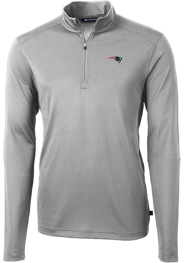 Cutter and Buck New England Patriots Mens Virtue Eco Pique Long Sleeve Qtr Zip Pullover