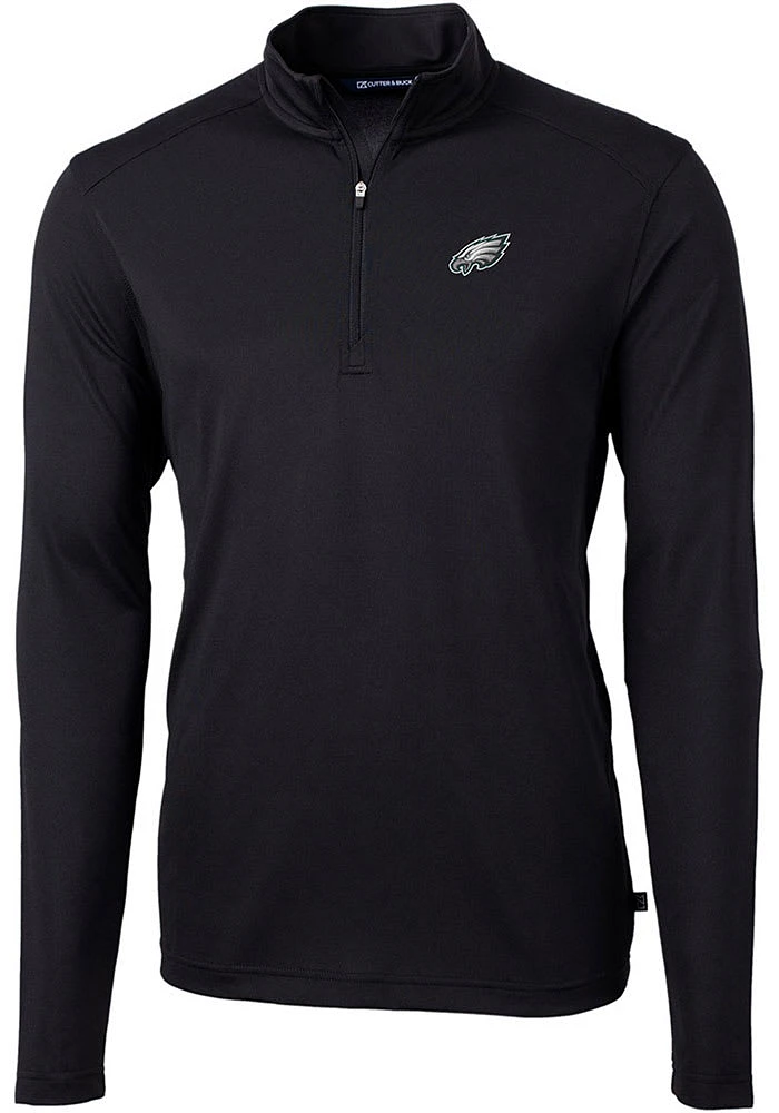 Cutter and Buck Philadelphia Eagles Mens Virtue Eco Pique Long Sleeve Qtr Zip Pullover