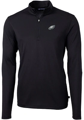 Cutter and Buck Philadelphia Eagles Mens Virtue Eco Pique Long Sleeve Qtr Zip Pullover