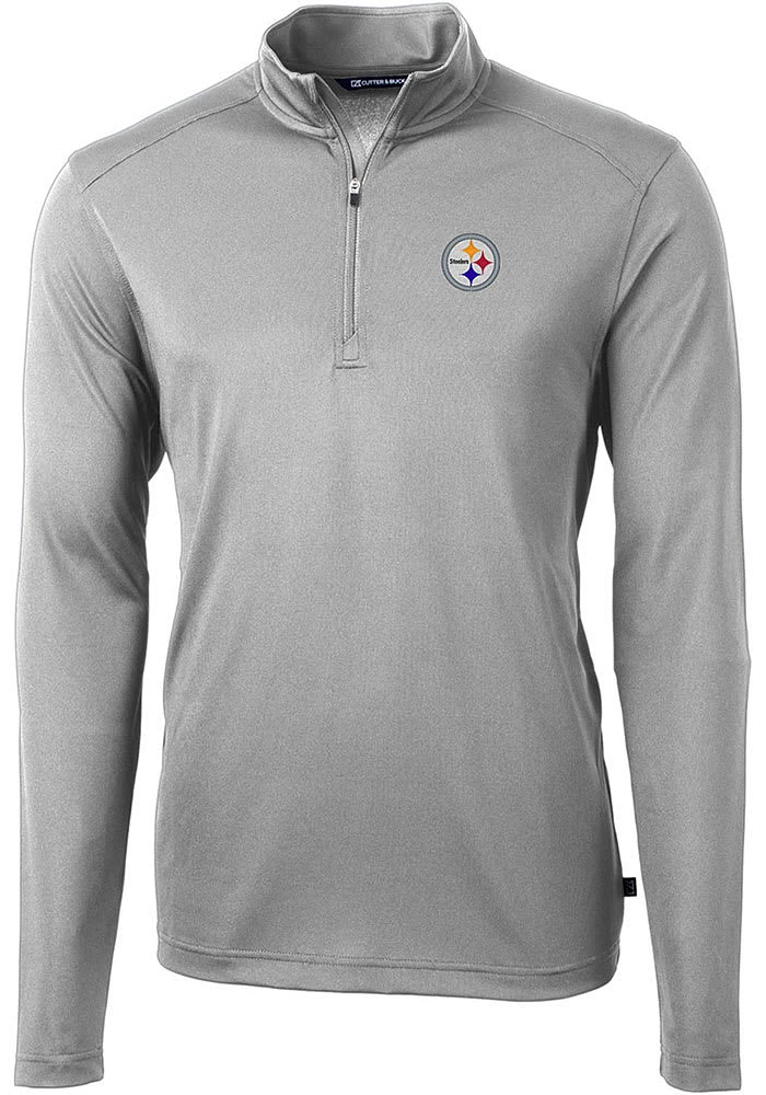 Cutter and Buck Pittsburgh Steelers Mens Virtue Eco Pique Long Sleeve Qtr Zip Pullover
