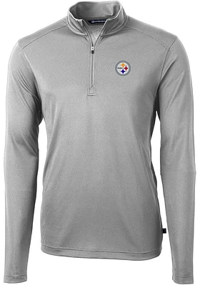Cutter and Buck Pittsburgh Steelers Mens Virtue Eco Pique Long Sleeve Qtr Zip Pullover