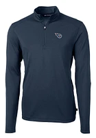 Cutter and Buck Tennessee Titans Mens Navy Blue Virtue Eco Pique Long Sleeve Qtr Zip Pullover