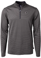 Cutter and Buck Atlanta Falcons Mens Black Virtue Eco Pique Micro Stripe Long Sleeve Qtr Zip Pullo..