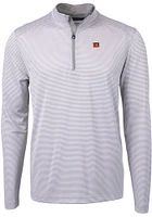 Cutter and Buck Cincinnati Bengals Mens Grey Virtue Eco Pique Micro Stripe Long Sleeve Qtr Zip P..