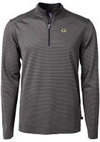 Cutter and Buck Green Bay Packers Mens Black Virtue Eco Pique Micro Stripe Long Sleeve Qtr Zip P..