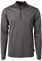 Cutter and Buck Jacksonville Jaguars Mens Black Virtue Eco Pique Micro Stripe Long Sleeve Qtr Zip..