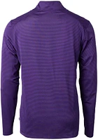 Cutter and Buck Minnesota Vikings Mens Purple Virtue Eco Pique Micro Stripe Long Sleeve Qtr Zip Pu..