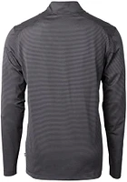 Cutter and Buck New Orleans Saints Mens Black Virtue Eco Pique Micro Stripe Long Sleeve Qtr Zip Pu..