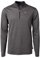 Cutter and Buck New York Giants Mens Black Virtue Eco Pique Micro Stripe Long Sleeve Qtr Zip Pullo..